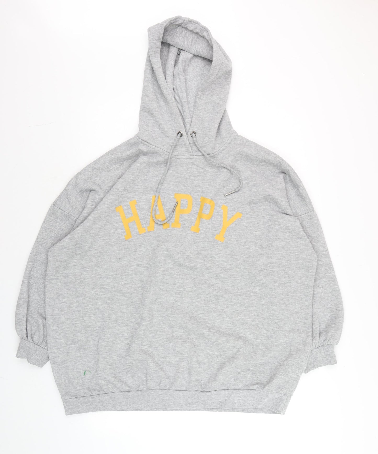 Noisy May Unisex Grey Hoodie with Yellow Print Size L