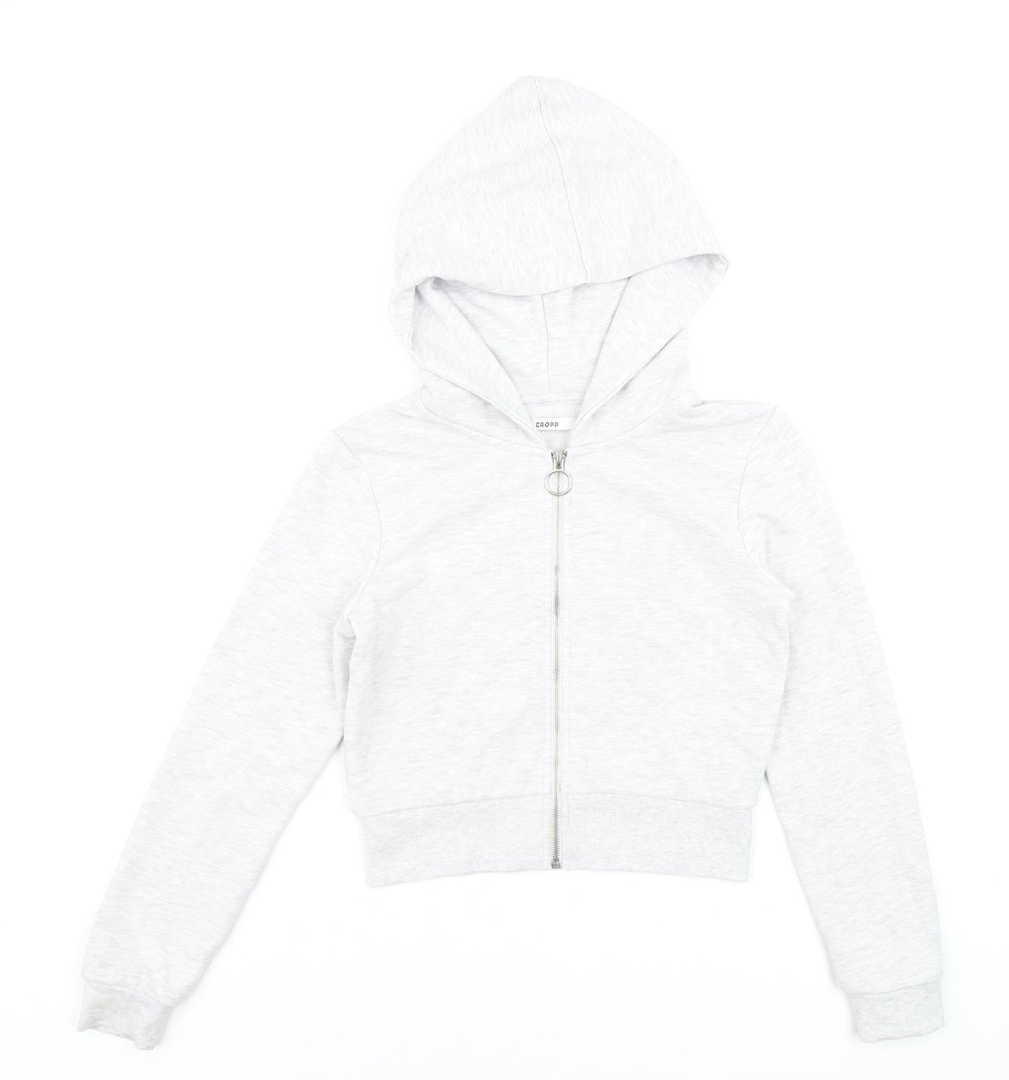 Cropp Women Grey XS Cropped Zip Up Hoodie Lightweight Cotton Blend