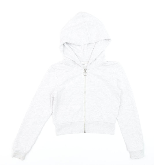 Cropp Women Grey XS Cropped Zip Up Hoodie Lightweight Cotton Blend