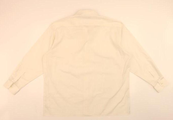 Peter England Men Ivory Long Sleeve Regular Fit Dress Shirt 17.5in 44cm
