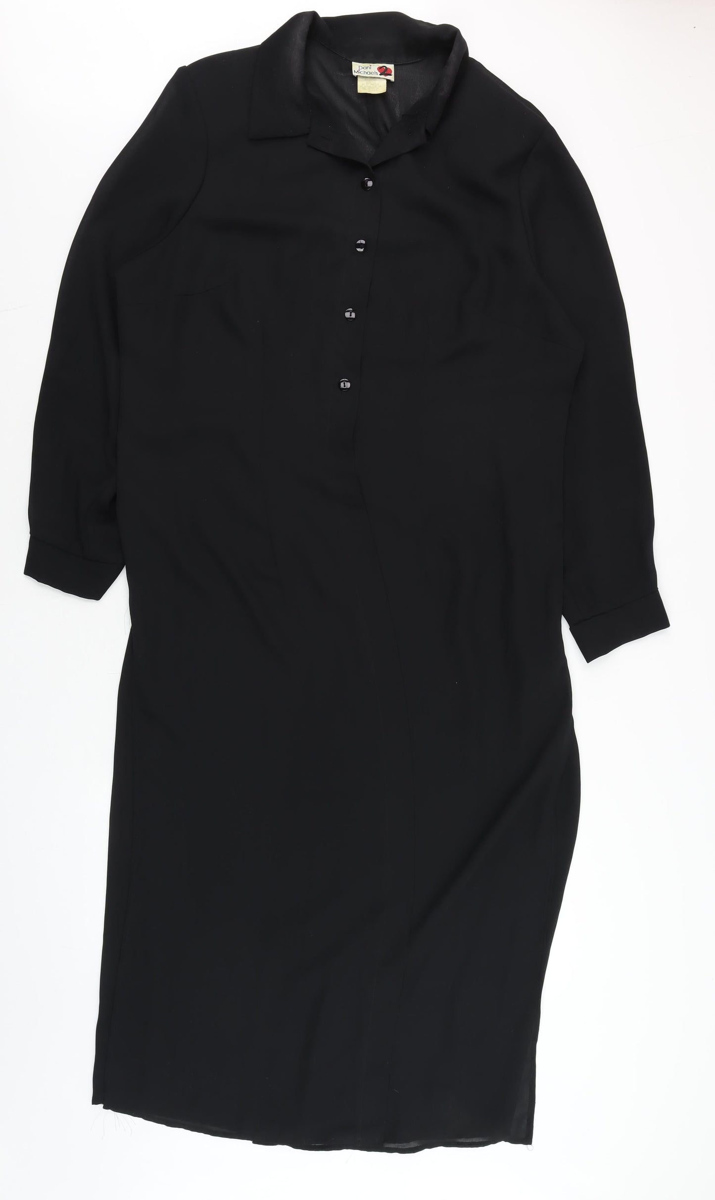 Dani Michaels Womens Black Shirt Dress Size 14 Long Sleeve Vintage Style