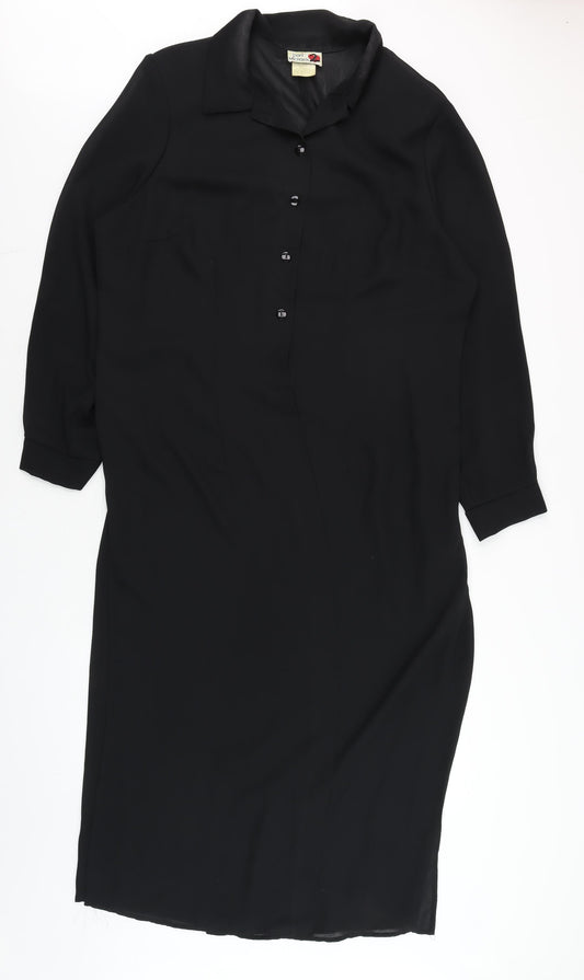 Dani Michaels Womens Black Shirt Dress Size 14 Long Sleeve Vintage Style