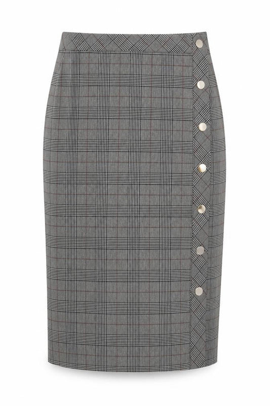 Zara Woman Grey Check Midi Pencil Skirt Women’s S Business Style