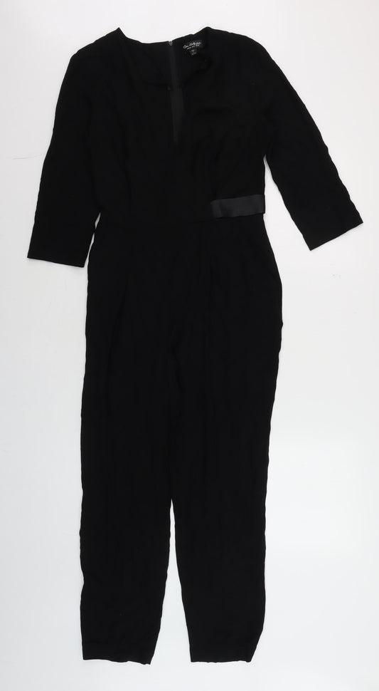 Miss Selfridge Women Black Size 10 Long Sleeve Jumpsuit