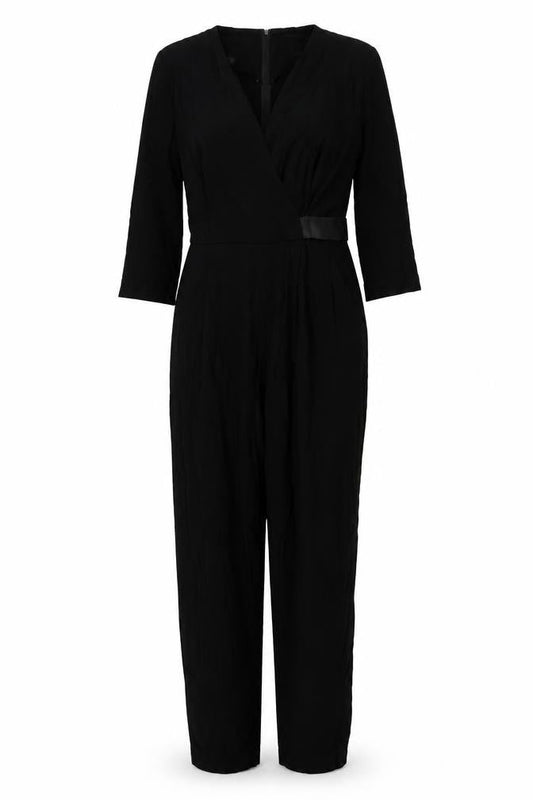 Front view of Miss Selfridge Women Black, size 10, Long Sleeve Jumpsuit