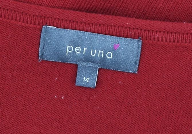 Marks and Spencer Per Una Women Red Size 14 Sequin Trim Pullover Jumper
