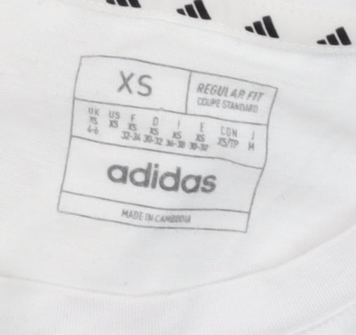 Adidas Womens White XS Regular Fit Sports T-Shirt