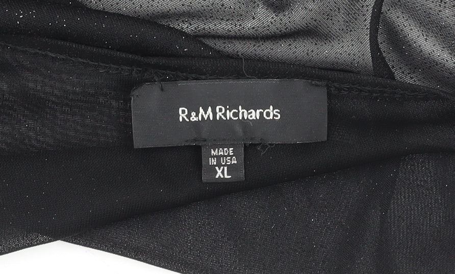 R&M Richards Women's Black Sheer Kimono Cardigan XL Elegant Lightweight Layer