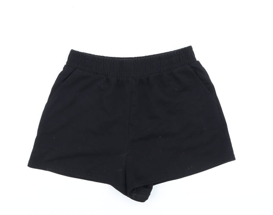 New Look Women Black M Sweat Shorts Cotton Stretch Jersey