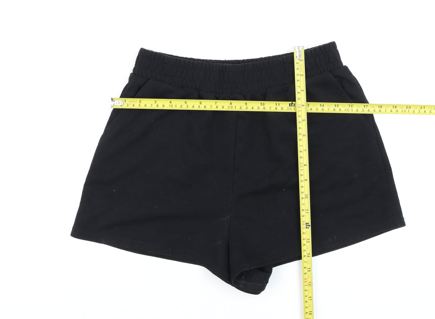 New Look Women Black M Sweat Shorts Cotton Stretch Jersey