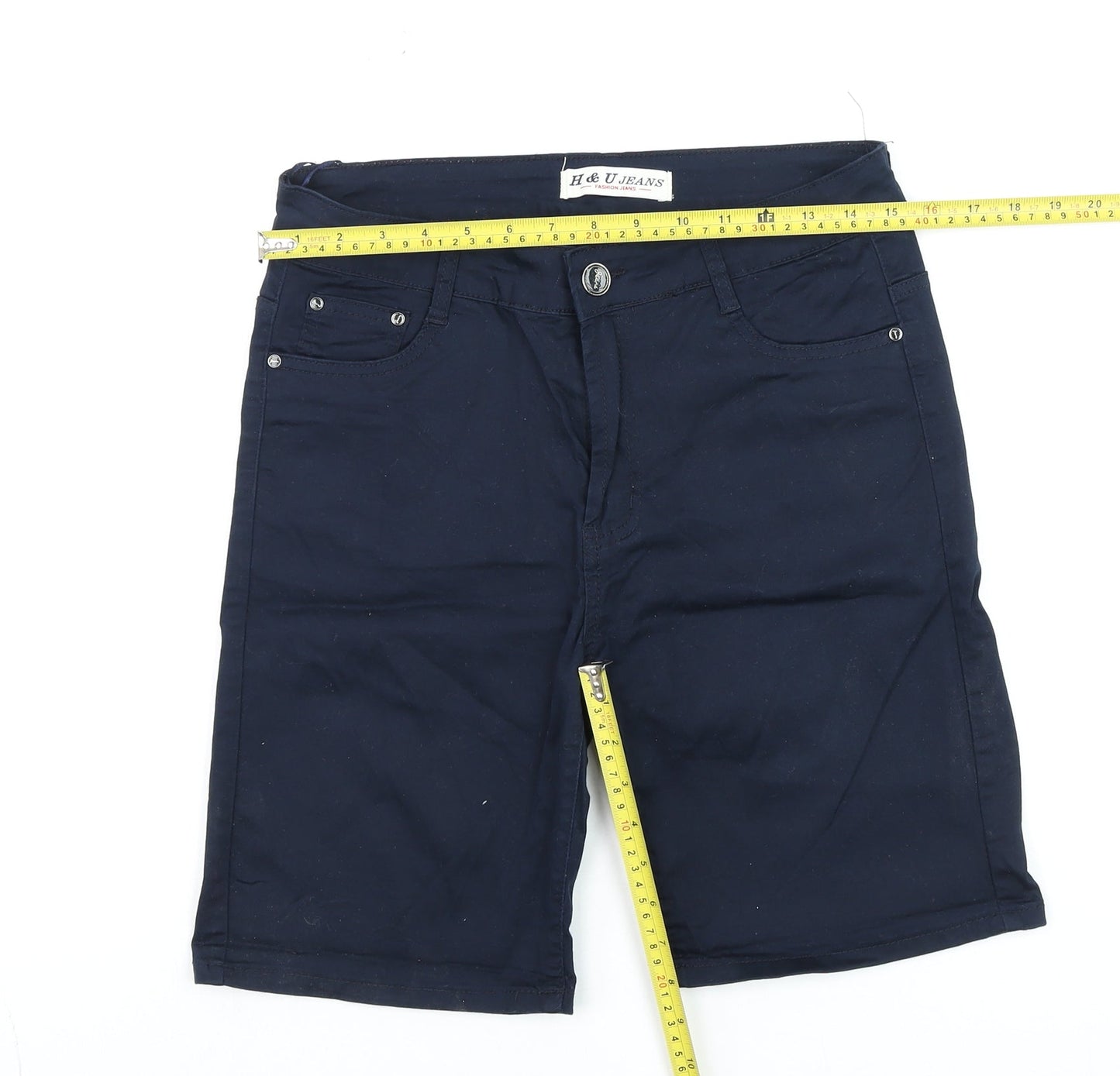 H & U Jeans Men's Blue Regular Fit Chino Shorts Size L 40