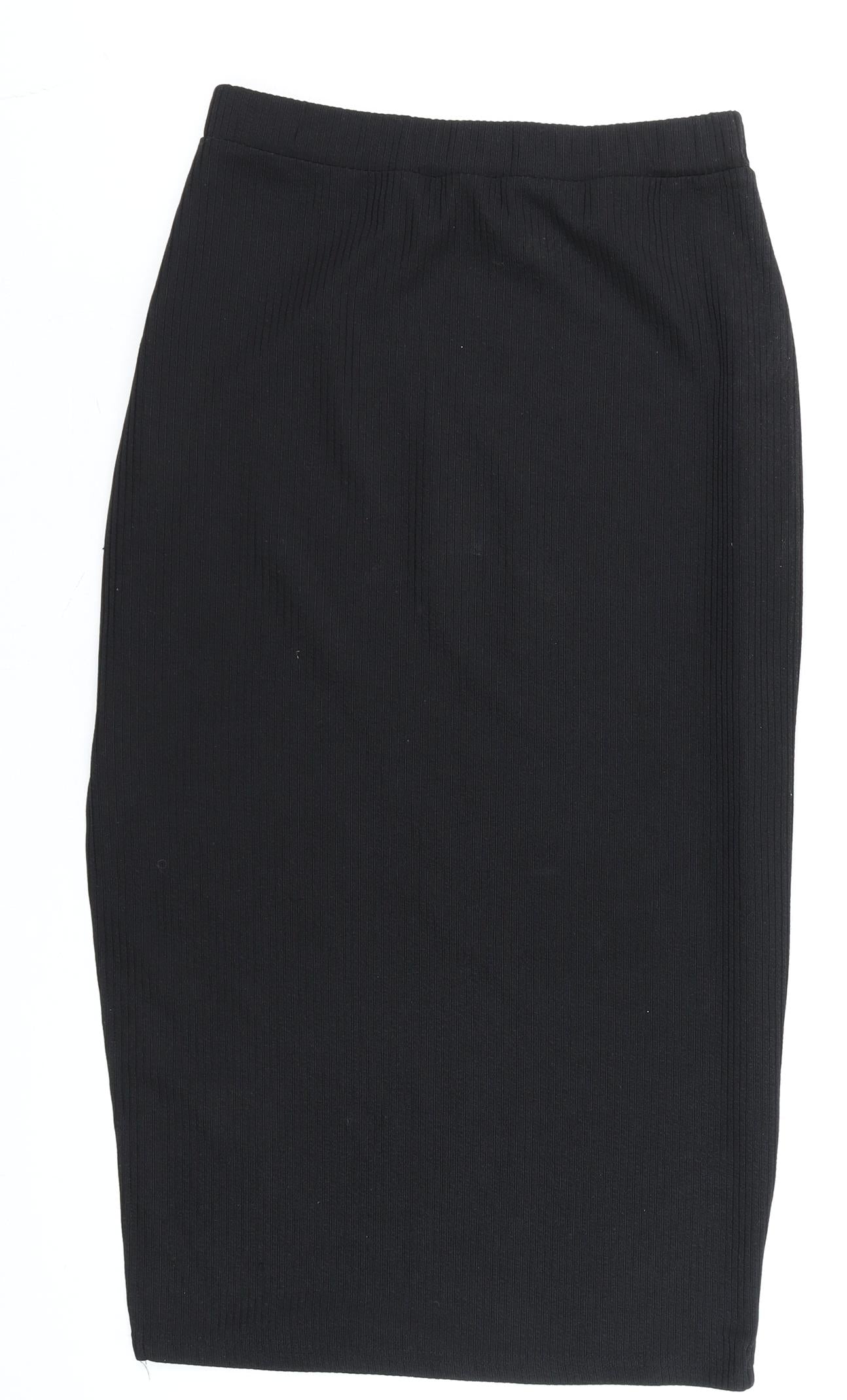 BOTURE Women's Black Size 10 Midi Pencil Skirt Elastic Waist