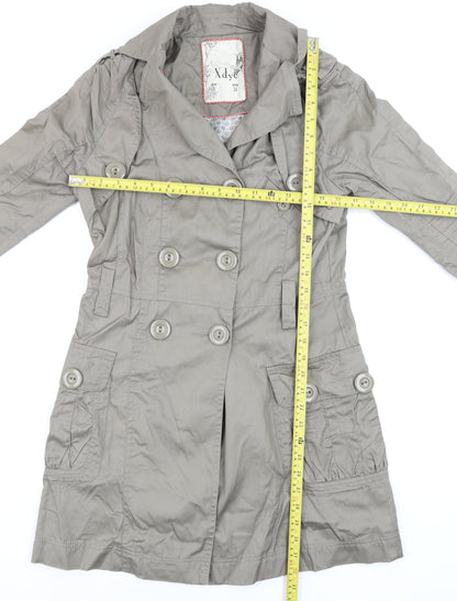 XDYE Womens Grey Double Breasted Trench Coat Size S Classic Style