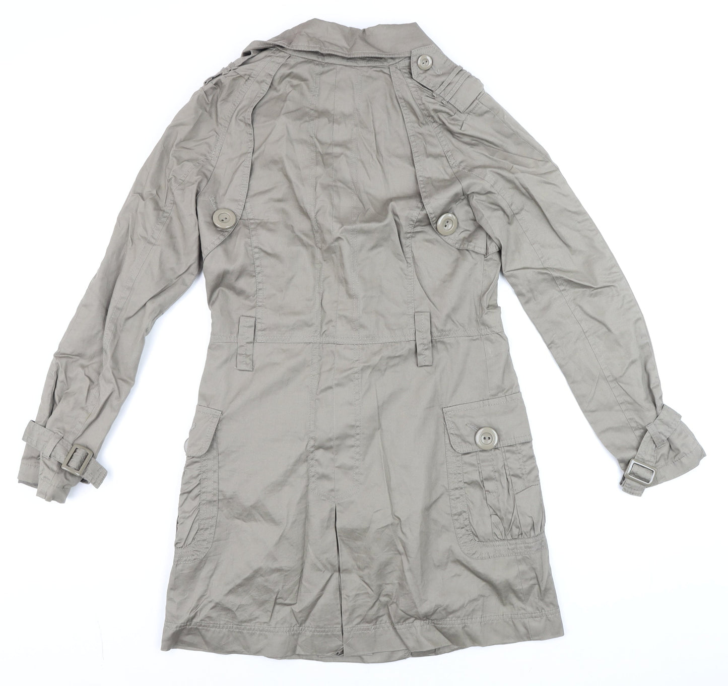 XDYE Womens Grey Double Breasted Trench Coat Size S Classic Style