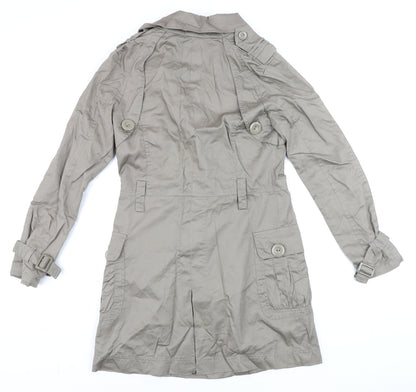 XDYE Womens Grey Double Breasted Trench Coat Size S Classic Style