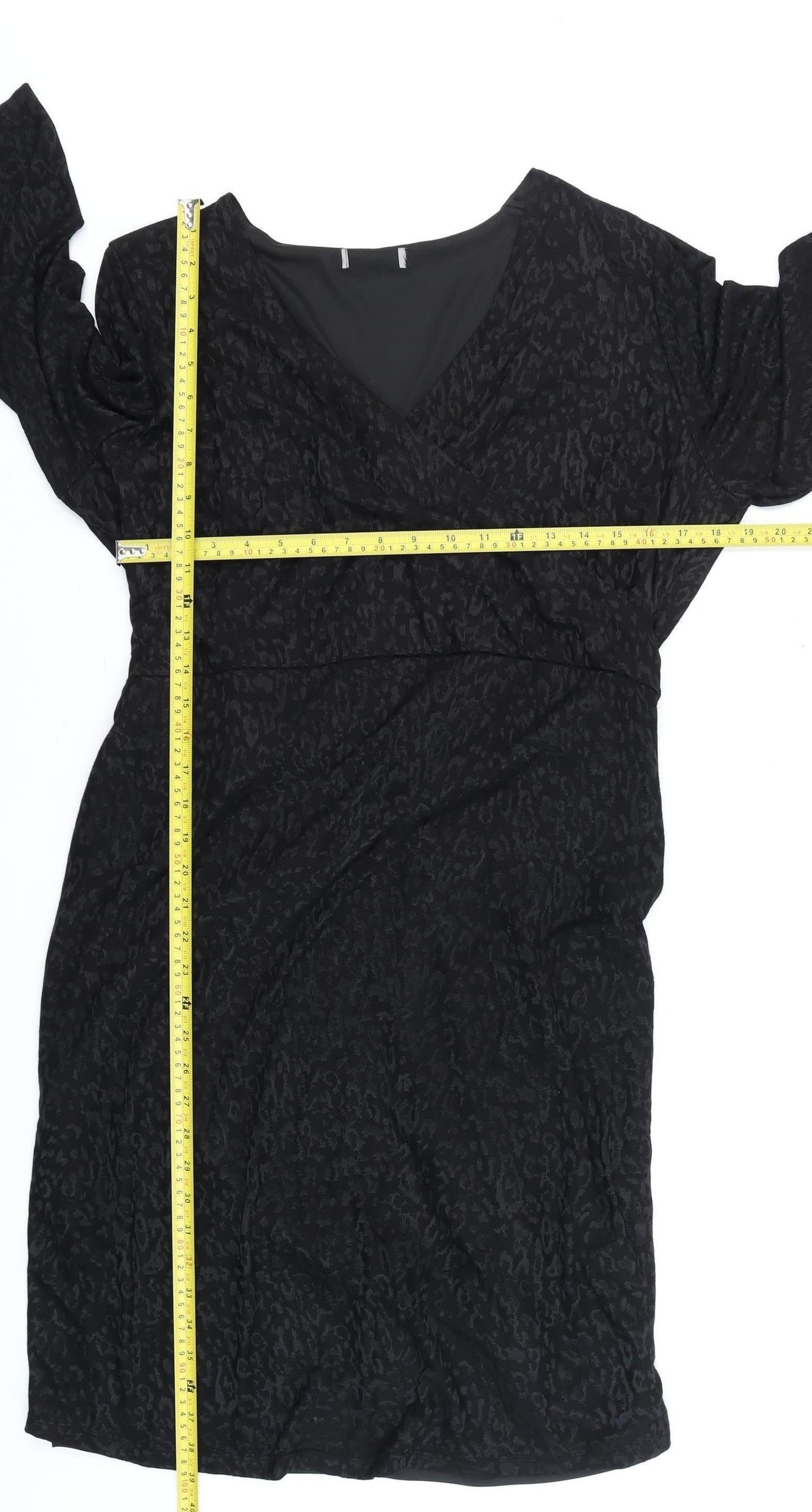 F&F Women Black Animal Print Knee Length Shift Dress Size 18