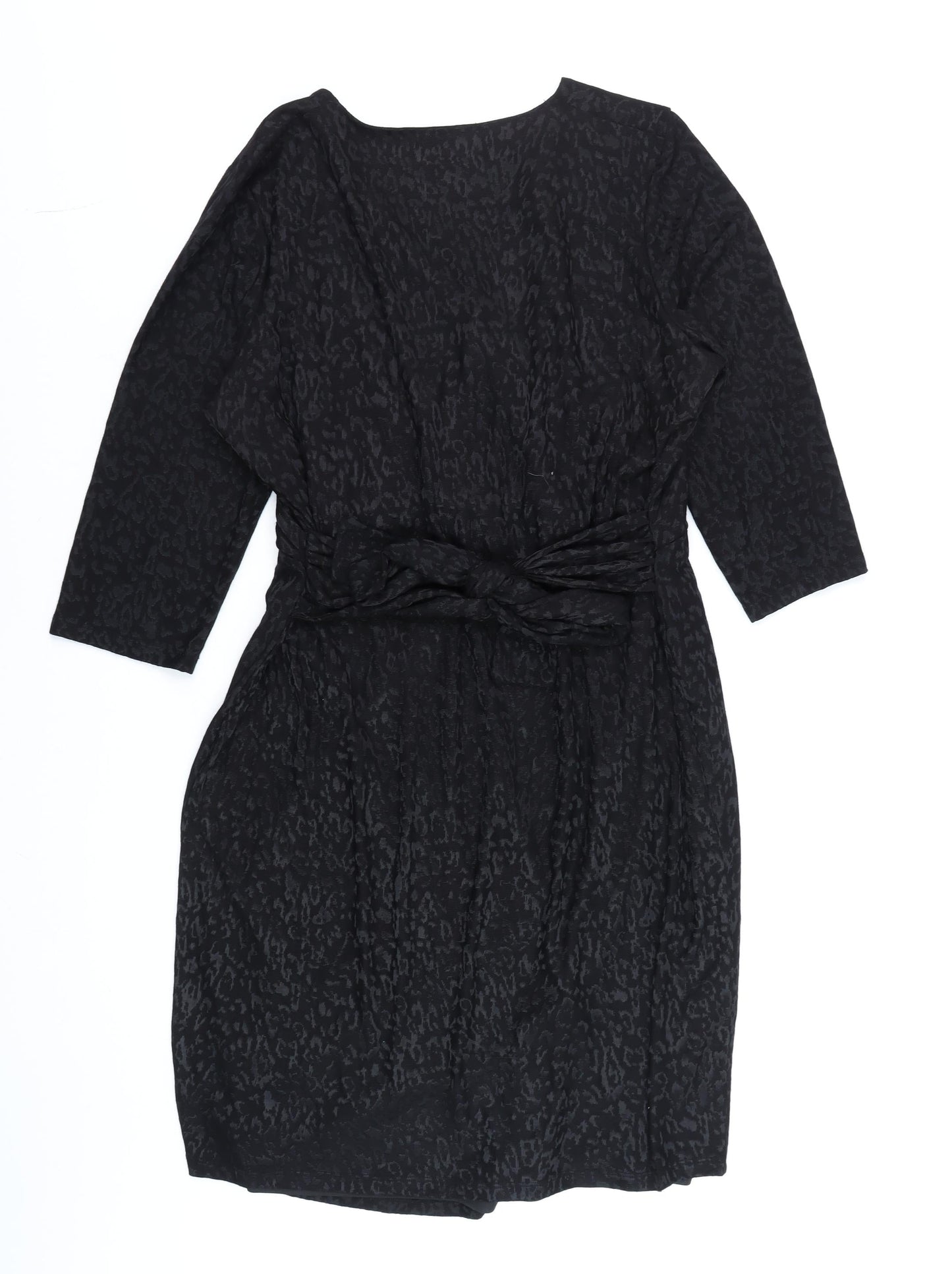 F&F Women Black Animal Print Knee Length Shift Dress Size 18