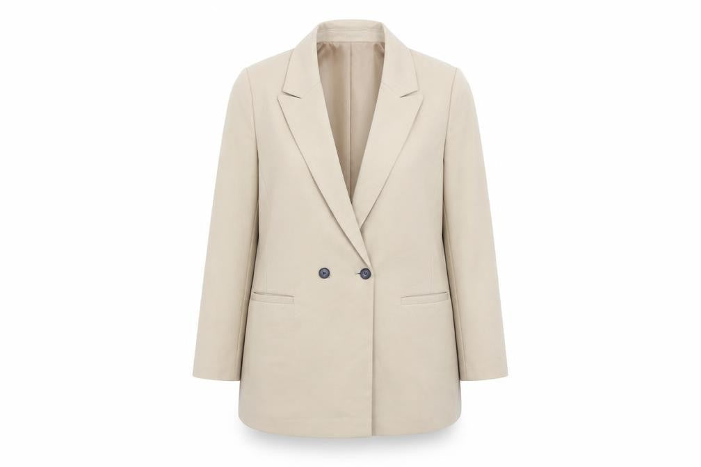 F&F Women Beige Double-Breasted Blazer UK 16 Classic Fit