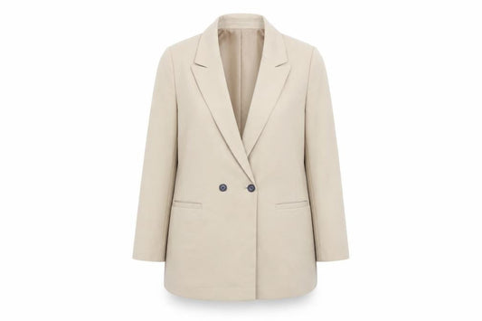 F&F Women Beige Double-Breasted Blazer UK 16 Classic Fit