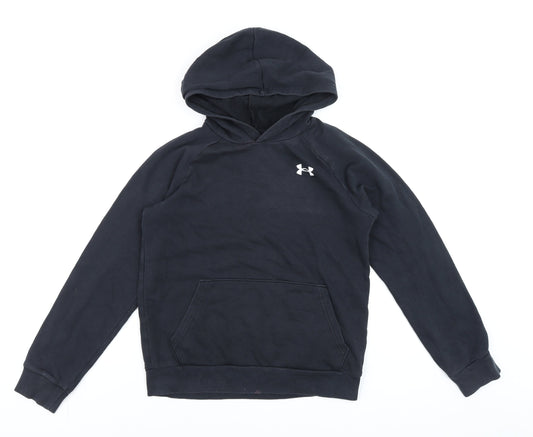 Under Armour Womens Black Pullover Hoodie YLG Loose Fit Logo Sweatshirt