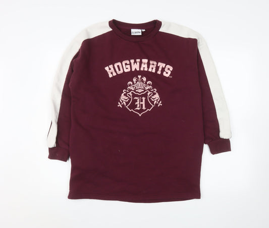 Harry Potter Girls Red Hogwarts Logo Pullover Sweatshirt 14 Years