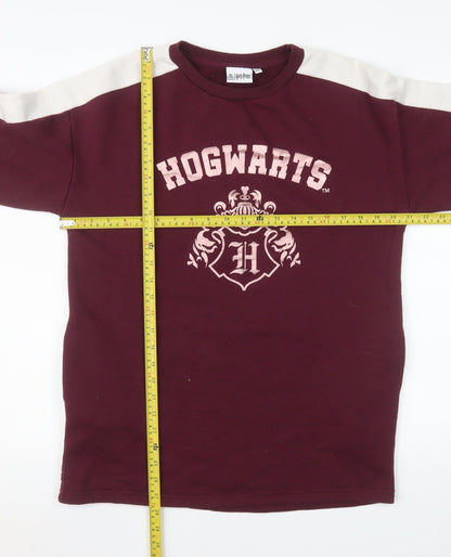 Back view of Harry Potter girls’ red hogwarts logo pullover sweatshirt 14 years