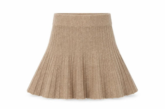 River Island Women Beige Pleated Knit Short Skirt S