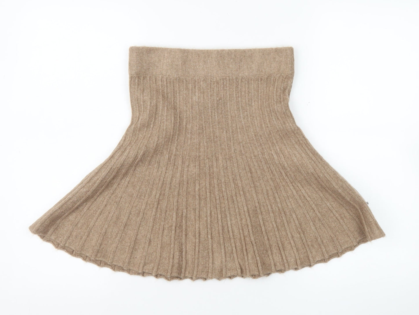 River Island Women Beige Pleated Knit Short Skirt S
