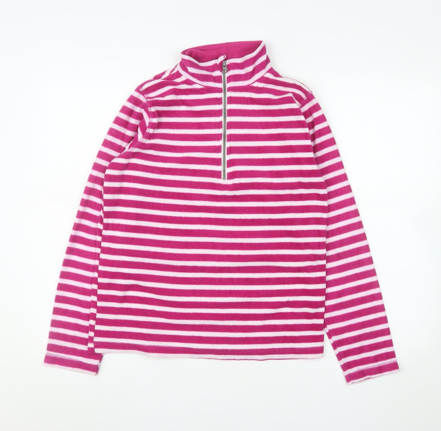 GAP Women Pink Striped 1/2 Zip Pullover Fleece Sweatshirt M