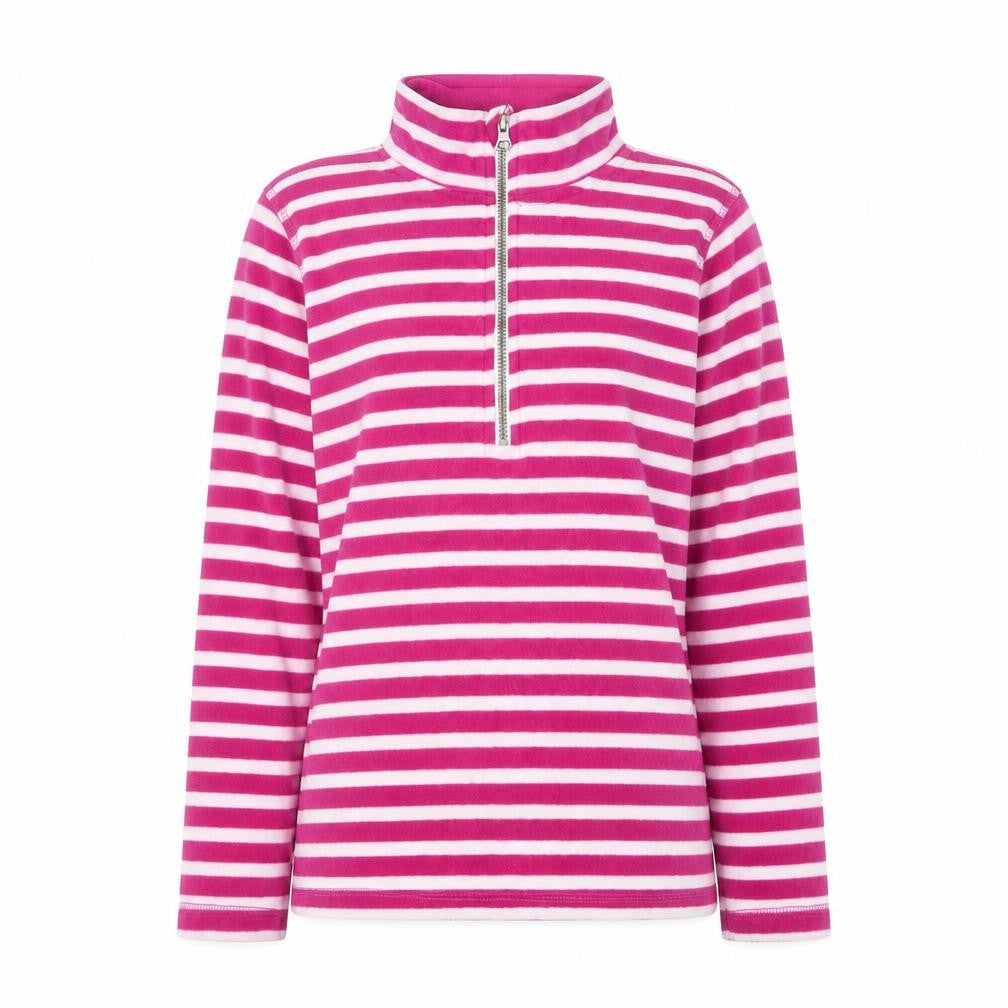 Gap Women Pink Striped 1/2 Zip Pullover Fleece Sweatshirt M