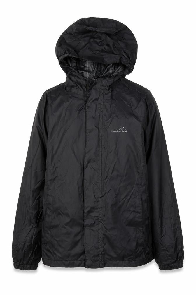 Freedom Trail Girls Black Hooded Rain Coat 9-10 Years Water Resistant Jacket