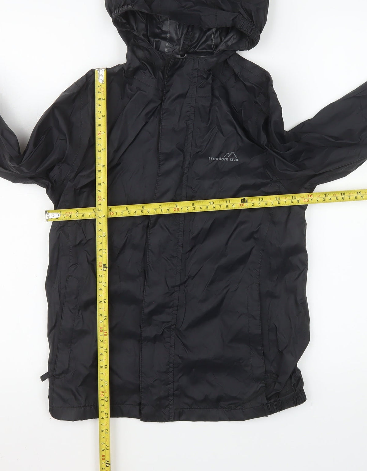 Freedom Trail Girls Black Hooded Rain Coat 9-10 Years Water Resistant Jacket