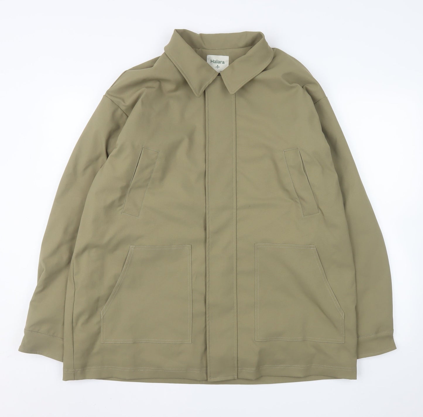 Halara Men's Beige L Basic Jacket Collared Softshell Mid-Length