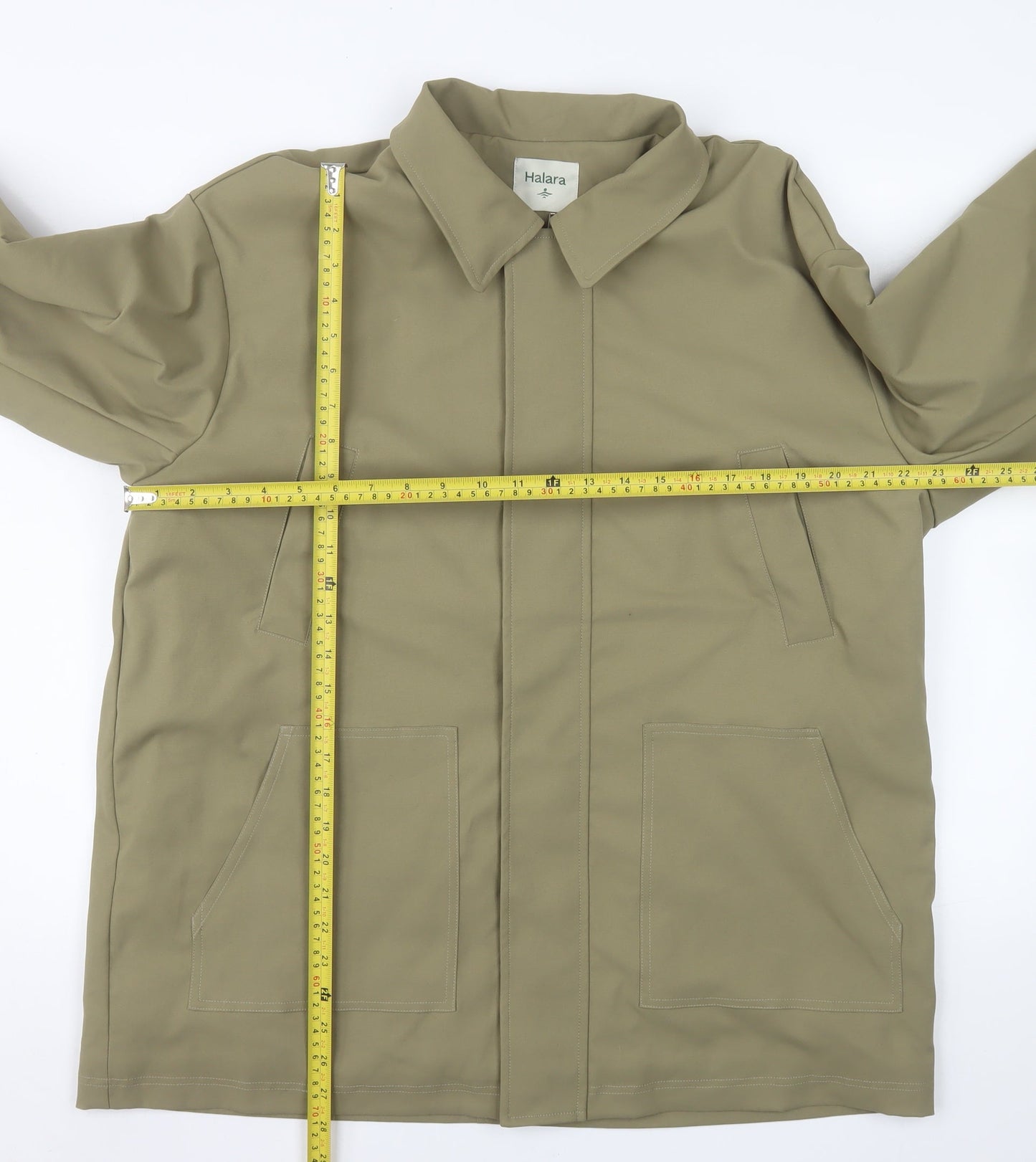 Halara Men's Beige L Basic Jacket Collared Softshell Mid-Length