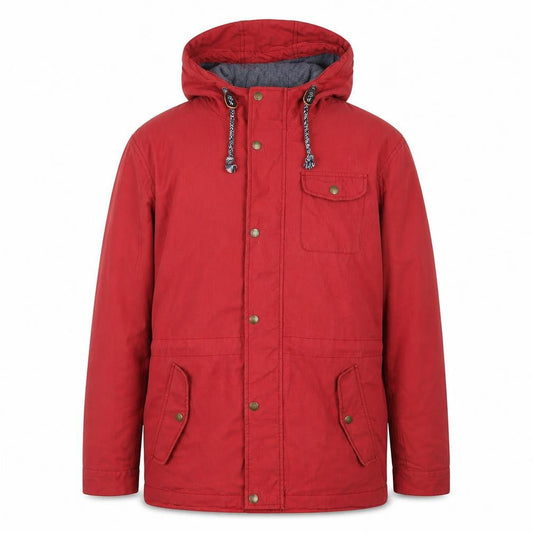 Jasper Conran Mens Red Hooded Parka Jacket L Cotton Nylon Casual