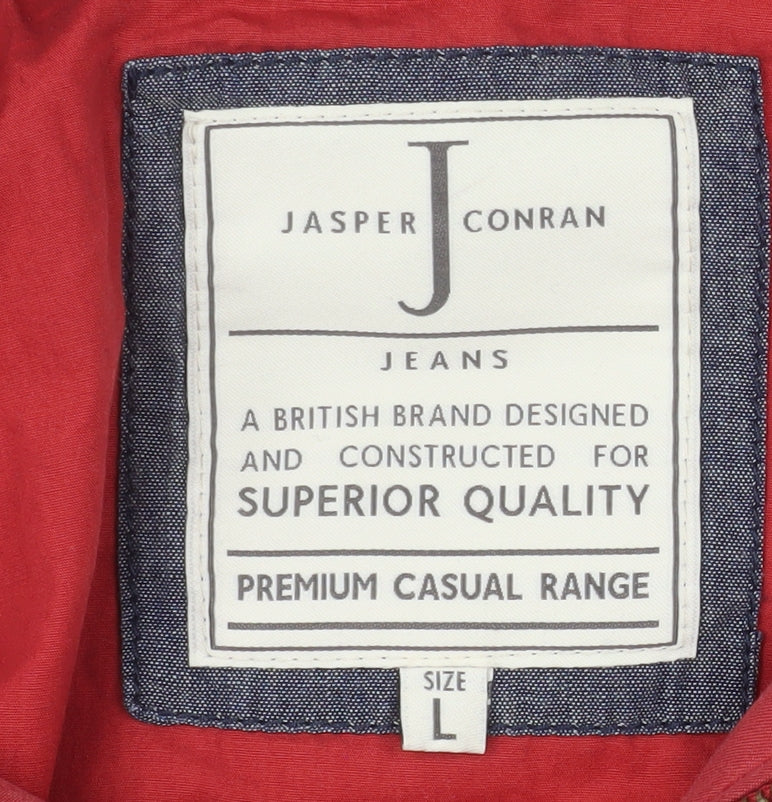 Jasper Conran Mens Red Hooded Parka Jacket L Cotton Nylon Casual
