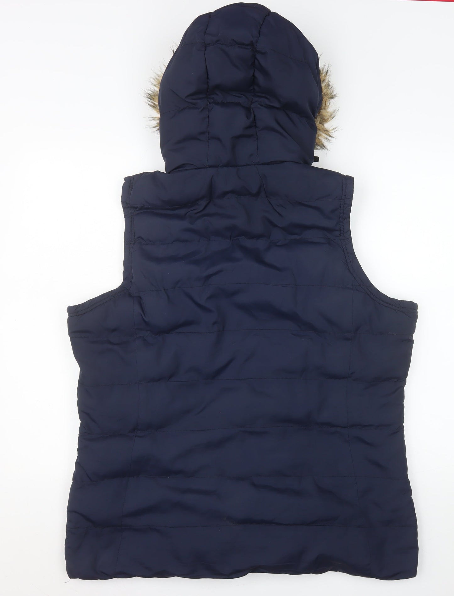 TOG24 Women's Blue Faux Fur Hooded Puffer Gilet Size 16