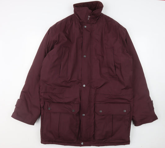 BHS Men's Burgundy Parka Coat M Regular Fit Winter Lined Jacket
