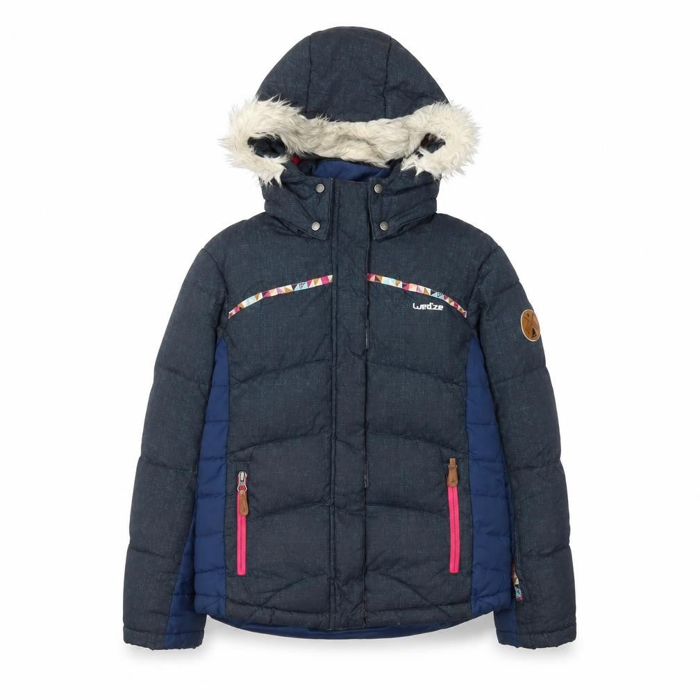 Wedze Girls Blue Hooded Puffer Ski Jacket 12 Years Winter Insulated Coat