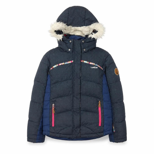Wedze Girls Blue Hooded Puffer Ski Jacket 12 Years Winter Insulated Coat