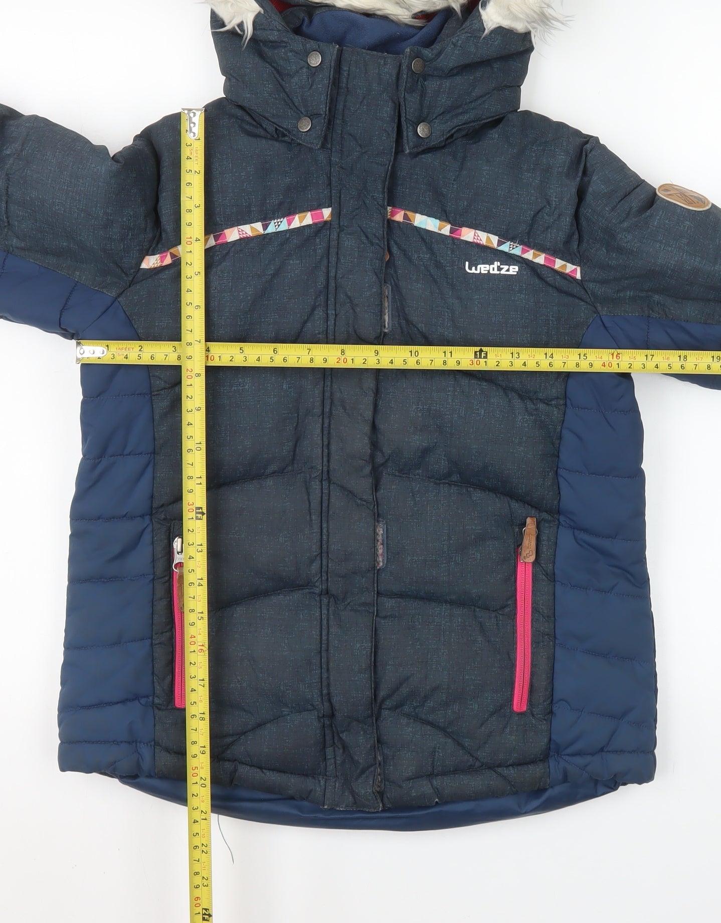 Wedze Girls Blue Hooded Puffer Ski Jacket 12 Years Winter Insulated Coat