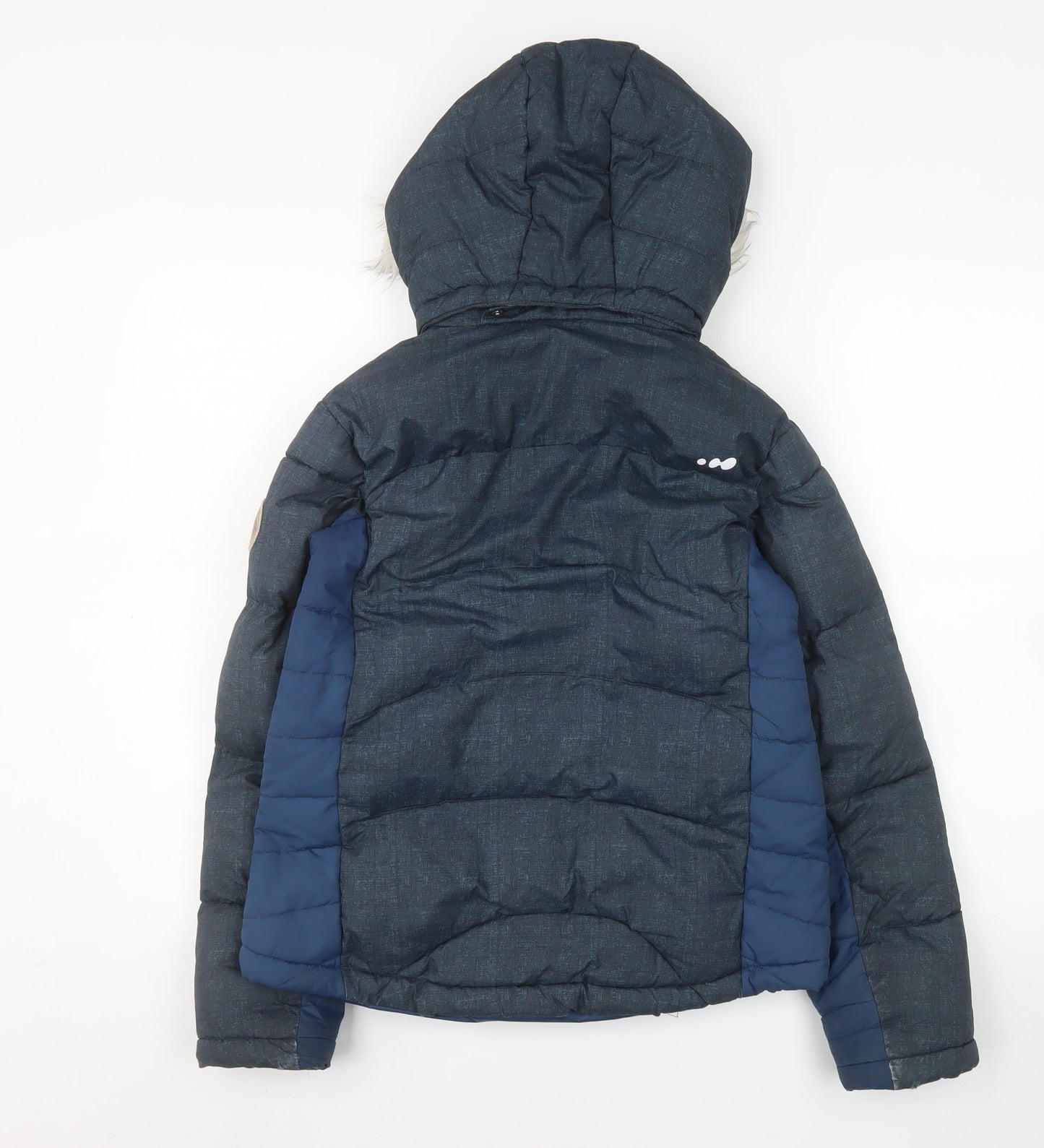 Wedze Girls Blue Hooded Puffer Ski Jacket 12 Years Winter Insulated Coat