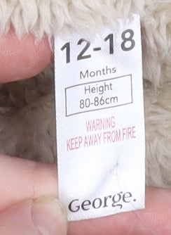George Unisex Baby Green Hooded Parka Coat 12-18 Months Faux Fur Lined Winter Jacket