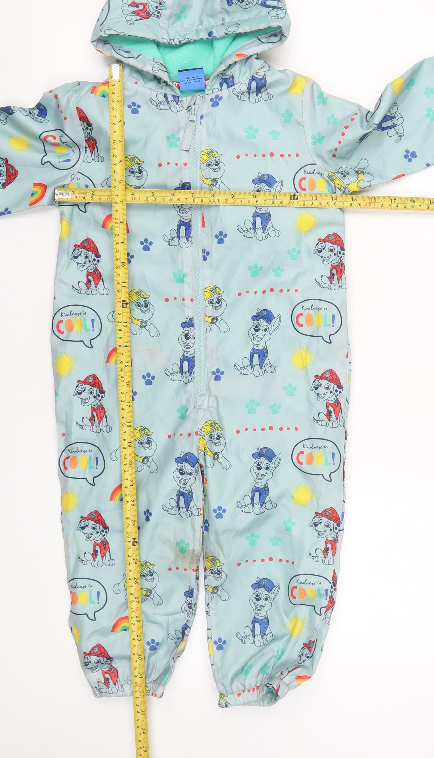 George Boys Blue Paw Patrol Hooded Snowsuit 3-4 Years Lined Full Zip