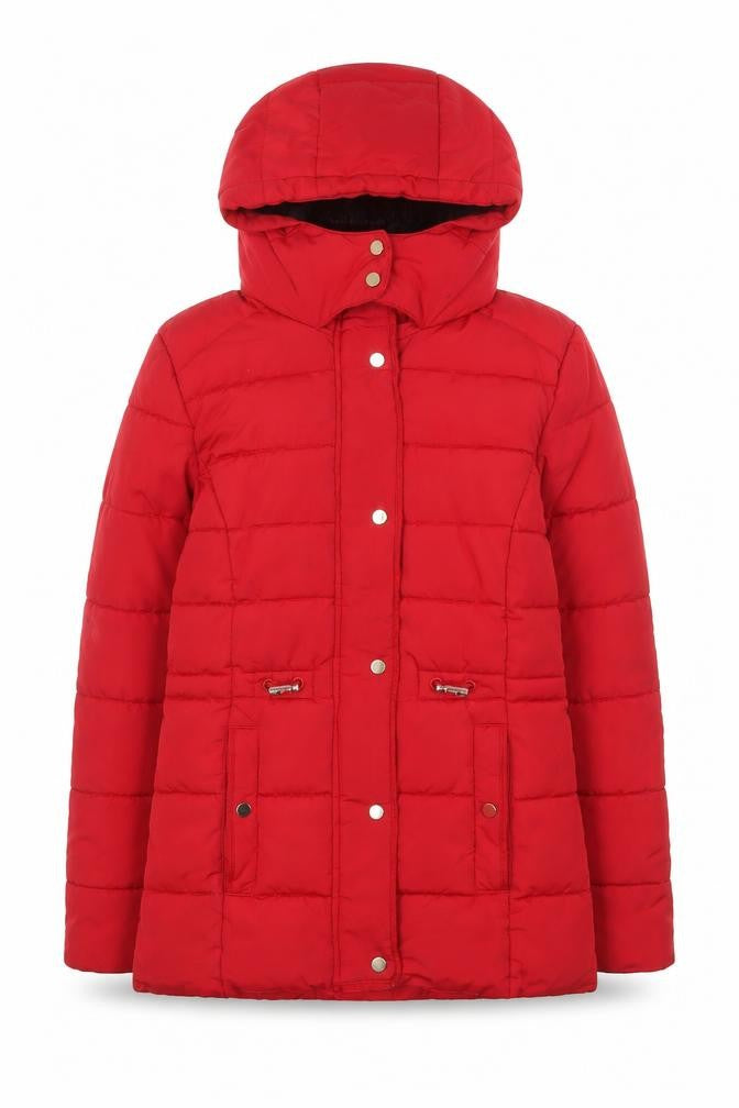 George Girls Red Hooded Puffer Jacket 11-12 Years Winter Coat
