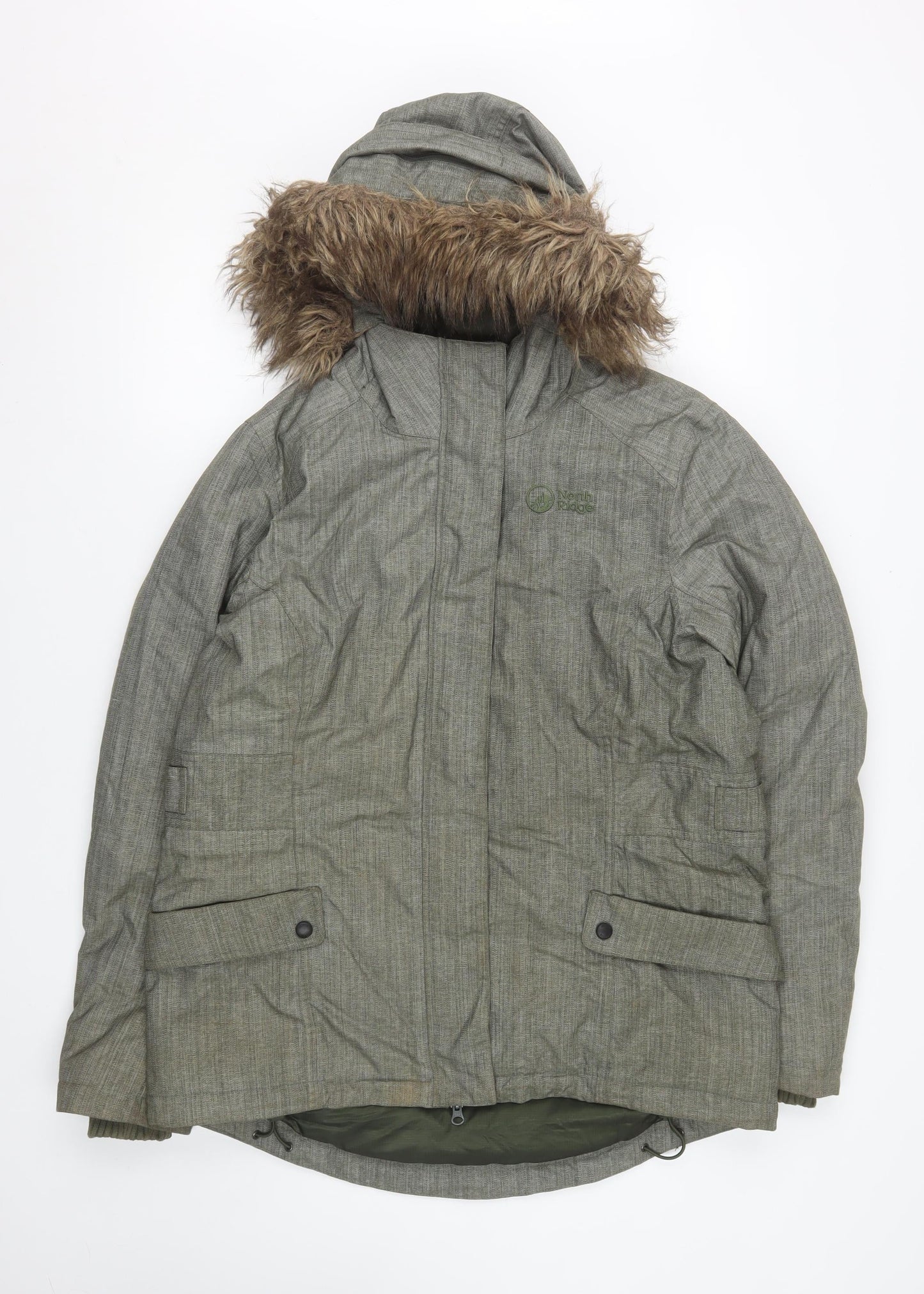 North Ridge Womens Grey Size 14 Winter Padded Parka Jacket
