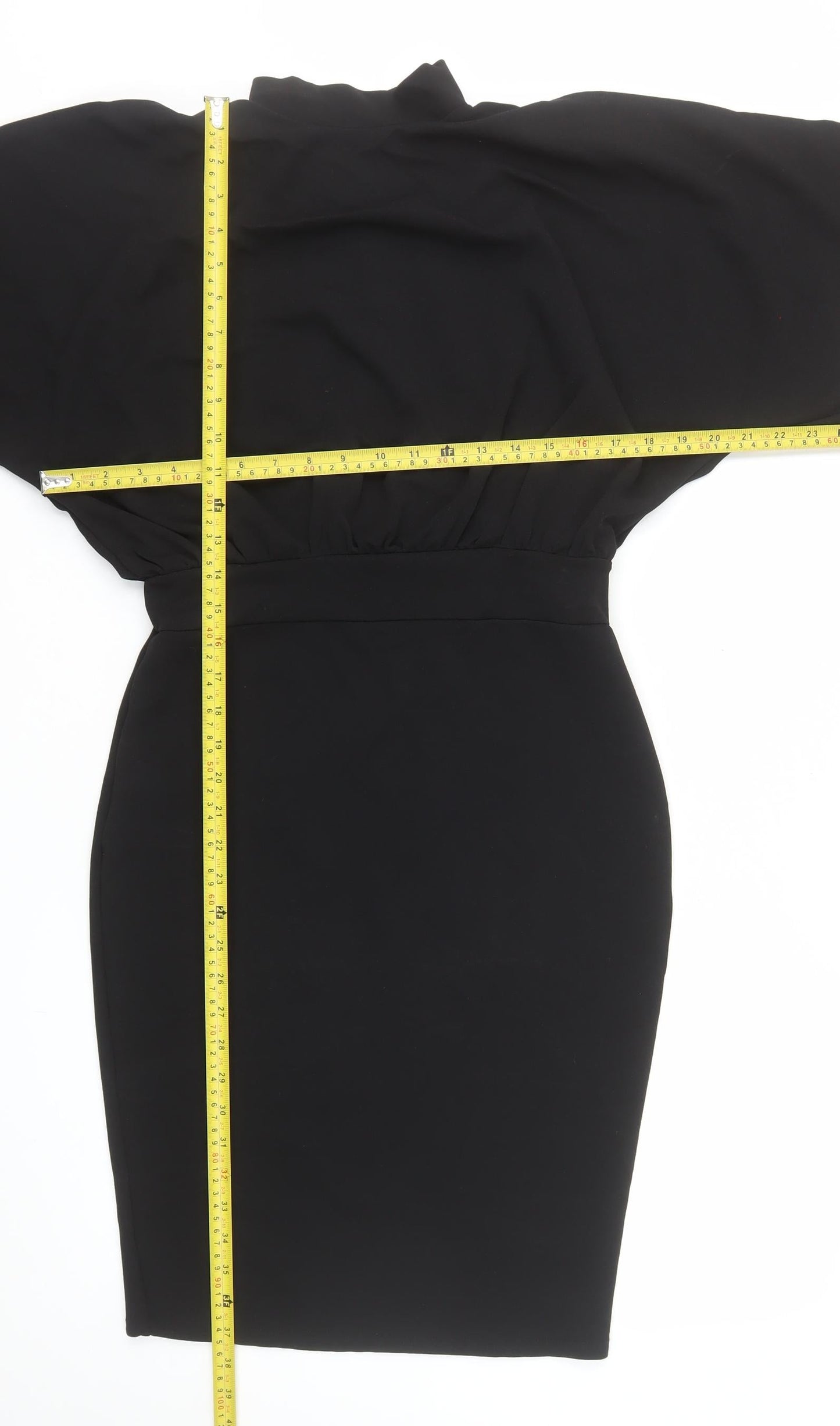 Boohoo Women’s Black Size 12 Bodycon High Neck Batwing Dress