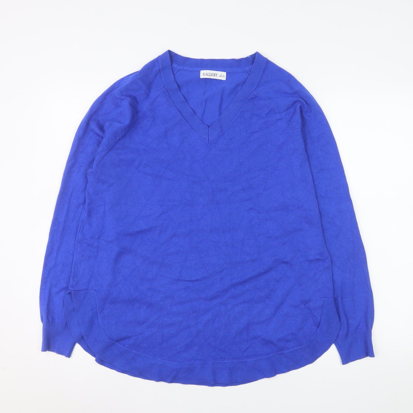 Gallery Men's Blue V-Neck Knit Pullover Jumper Size M