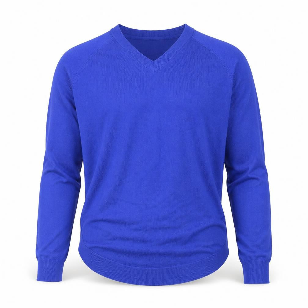 Gallery Men's Blue V-Neck Knit Pullover Jumper Size M