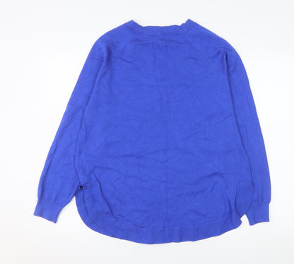 Close-up detail of Gallery Men's Blue V-Neck Knit jumper, size M